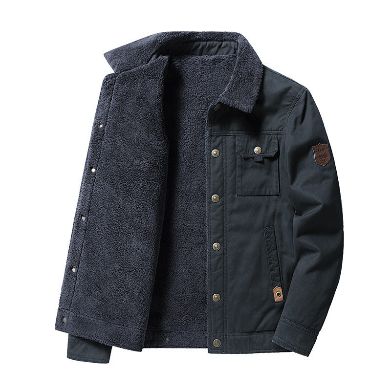 Fleece-lined Thickened Polo Collar Jacket