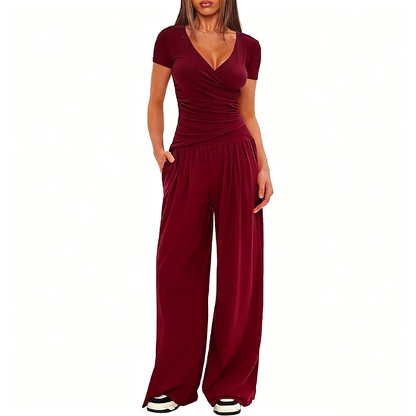 Ensemble Sportswear Femme Manches Courtes & Pantalon Large