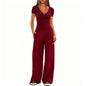 Women's Short Sleeve Sportswear & Wide Leg Pants Set