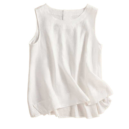 Retro Cotton Linen Vest Women's Loose Sleeveless Top