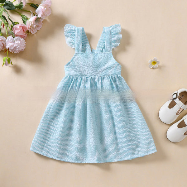 Robe d'été sans manches bouffante à volants pour bébé fille