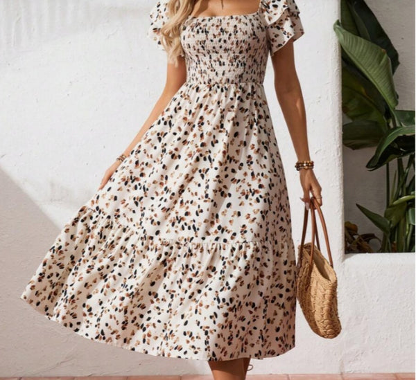Women’s Halter Ruffle Print Dress