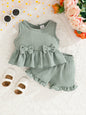 Cute Bow-Knot Cotton Tank Top And Shorts