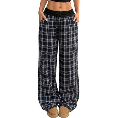 Retro Plaid Loose Casual Pants