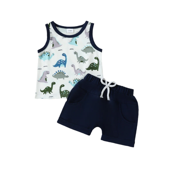 Boys Dinosaur Printed Two-piece Suit