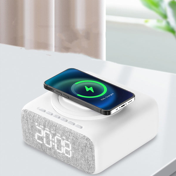 Haut-parleur Bluetooth 6-en-1 avec recharge sans fil et réveil