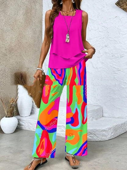 Womens Sleeveless Vest And Pants suits