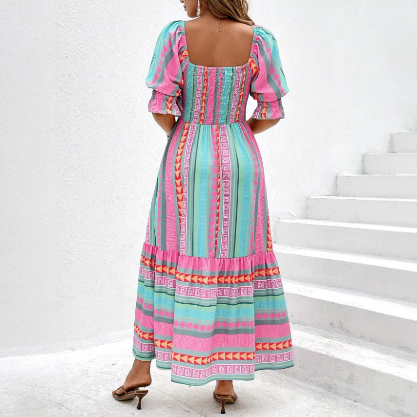 Short Sleeve pattern Dress