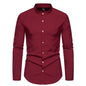 Men's Fashion Solid Color Party Shirt Metal Button Long Sleeve