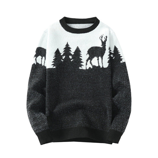 Pull jacquard homme à col rond