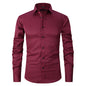 Men's Long-sleeved Fashion Top Slim Solid Color Stretch Shirt