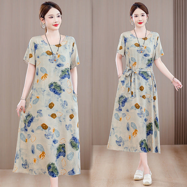 Women's Short Sleeve Cotton Floral Dress