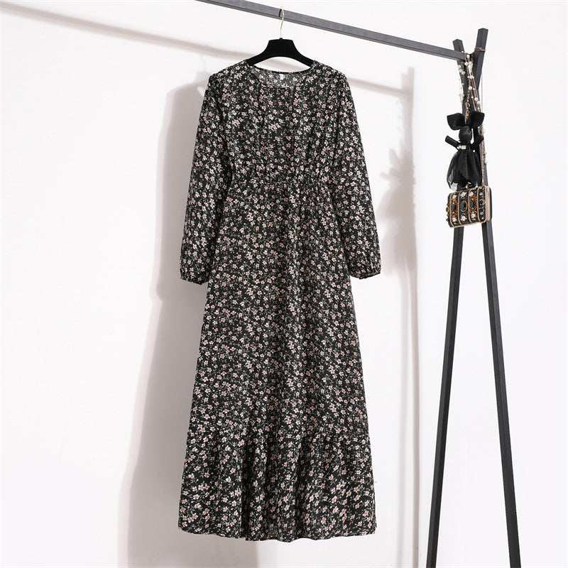 Womens Long-Sleeve Crew-Neck Base-Layer Waist-Cinching Slimming Dress