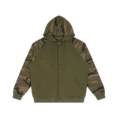 Unisex Camo-Splice Raglan Zip Hoodie