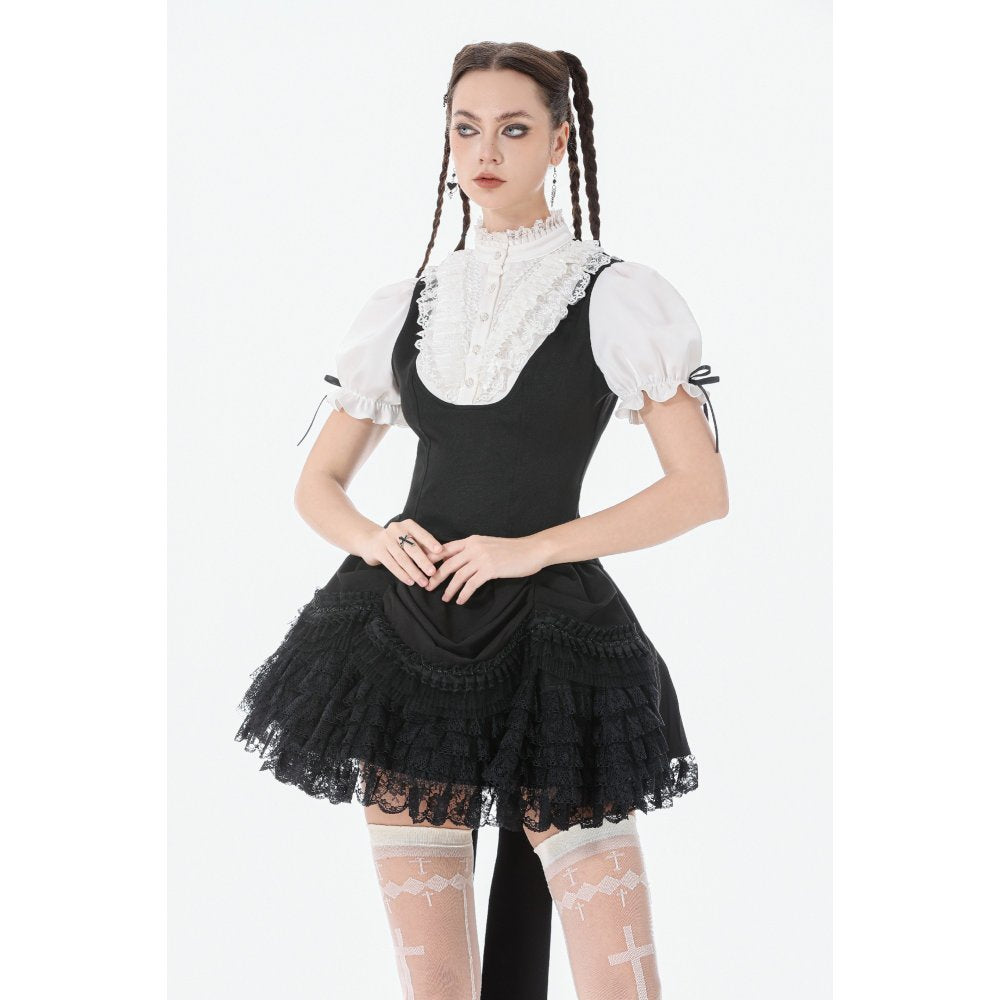 Chemisier noir et blanc en dentelle style cour Dark in Love