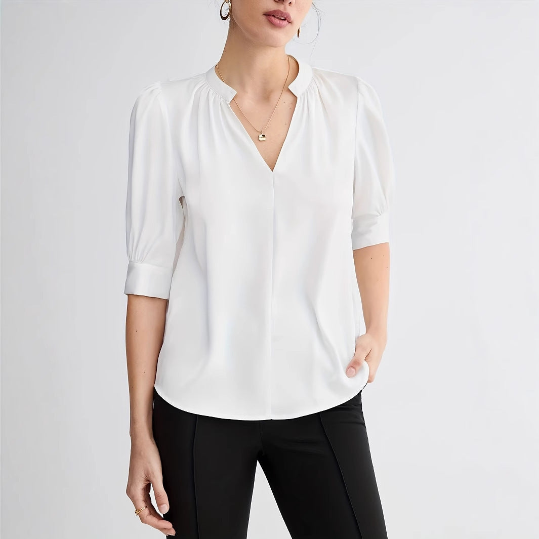 V-neck Half-sleeve Shirt