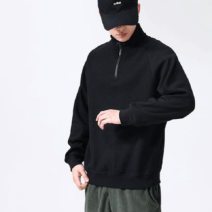 Mens Stand-collar Fleece Sweatshirt
