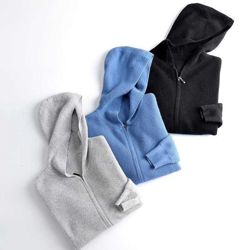 Men's Zipper Hooded Sweater Cardigan