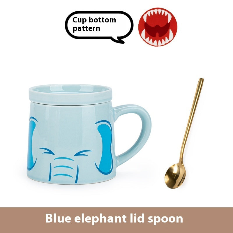 Porcelain Mug Water Glass With Cover Spoon
