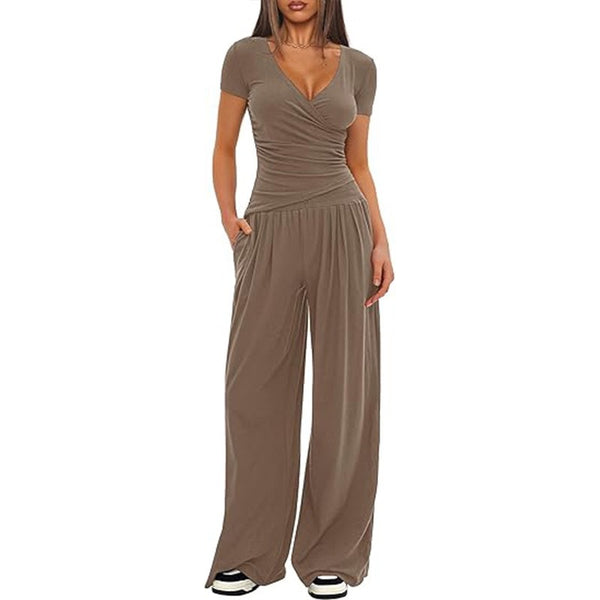 Ensemble Sportswear Femme Manches Courtes & Pantalon Large