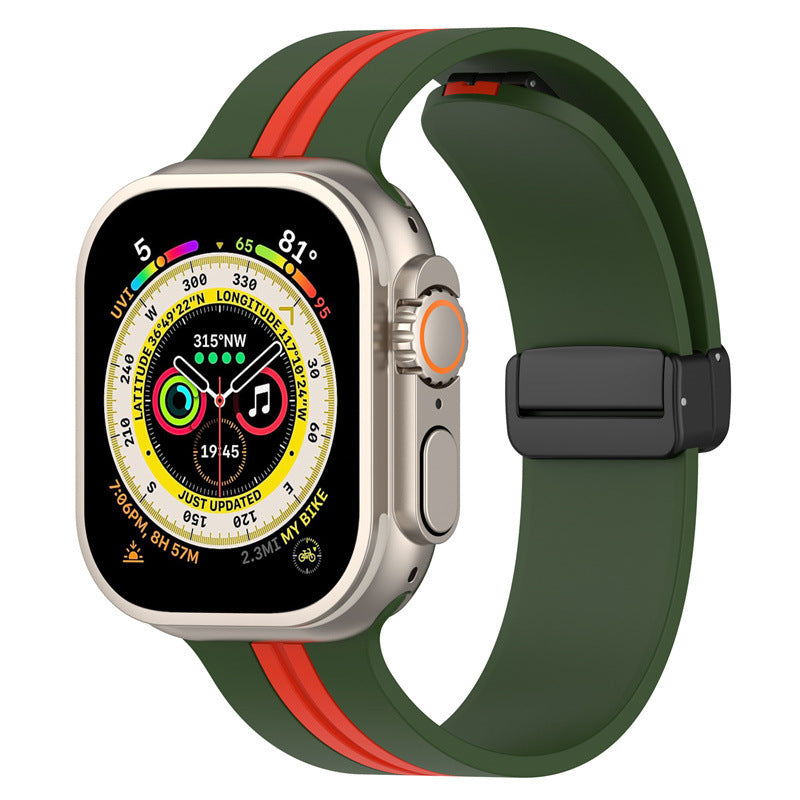 Magnetic Buckle Striped Two-tone