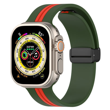 Magnetic Buckle Striped Two-tone