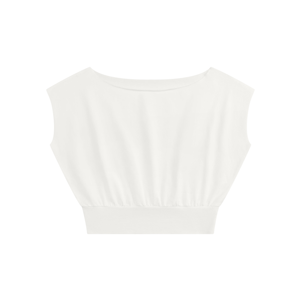 Women’s Boatneck Raw Edge Crop T-Shirt