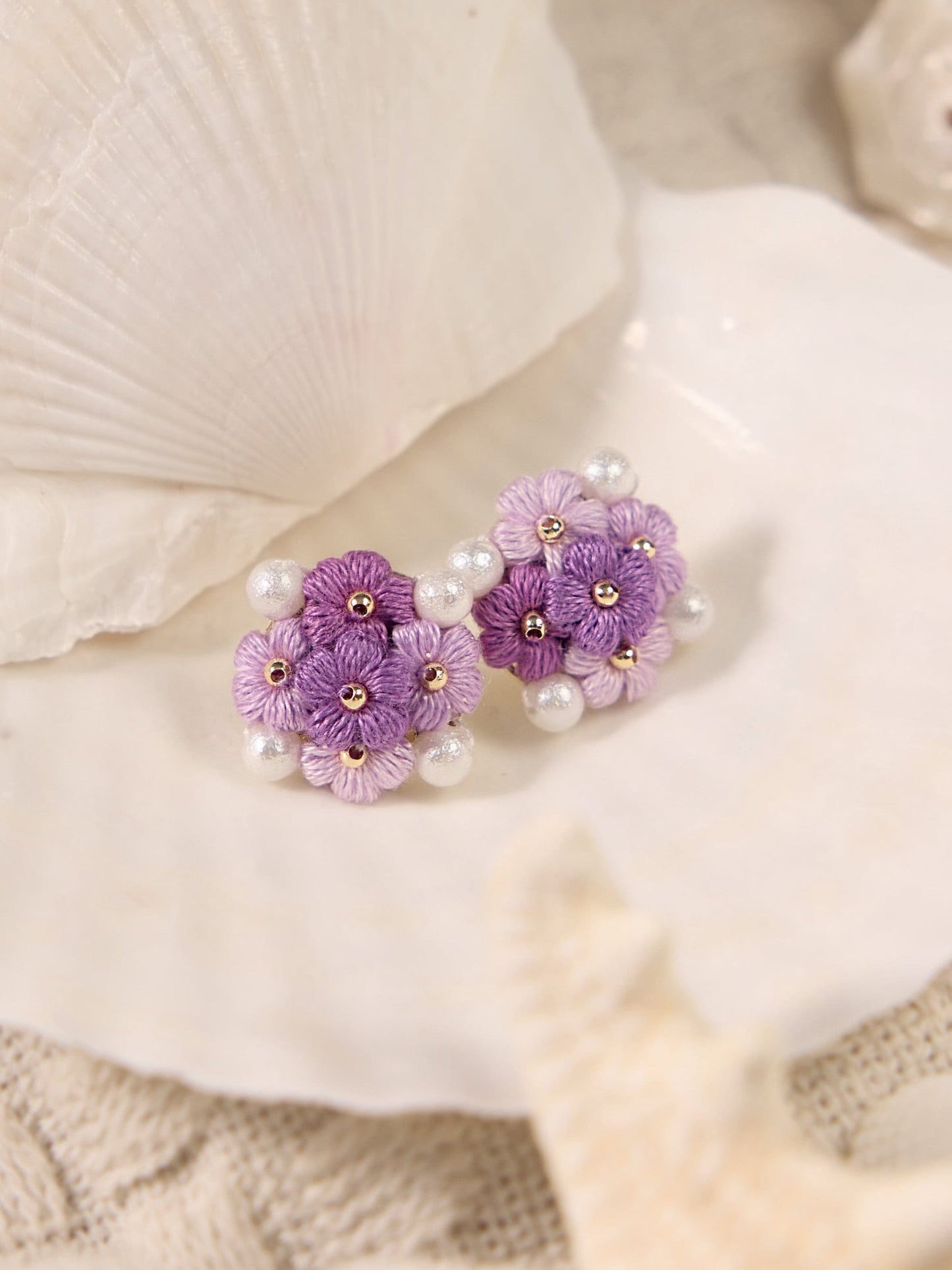 Alyssum Fairy Bloom Earrings – Delicate Floral Crochet Drops