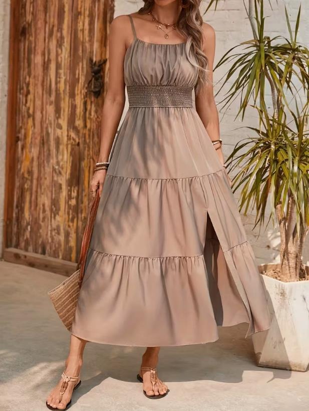 Strapless Layered Waist-Cinching Dress