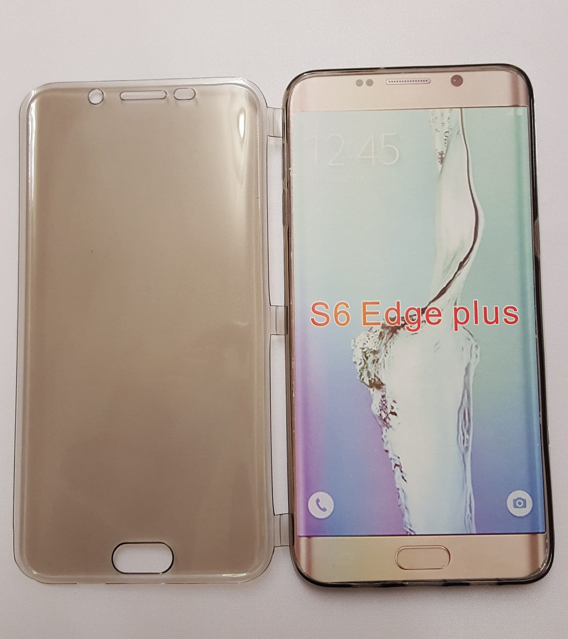 TPU Flip Wallet Smoke Black Case - For Samsung Galaxy S6 edge+