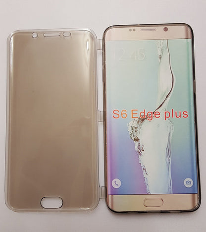 TPU Flip Wallet Smoke Black Case - For Samsung Galaxy S6 edge+