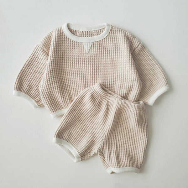Kids Solid Color Top & Shorts Set