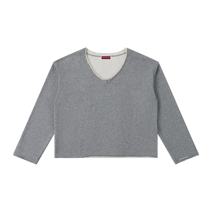 Women's Raw Hem Long Sleeve T-Shirt 310GSM