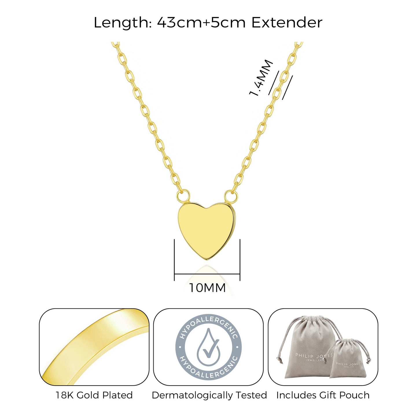 18k Gold Plated Heart Necklace with Quote Card