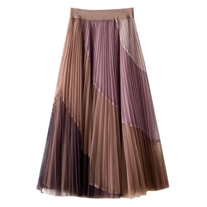 Elastic-waist Mid-length Flared Skirt