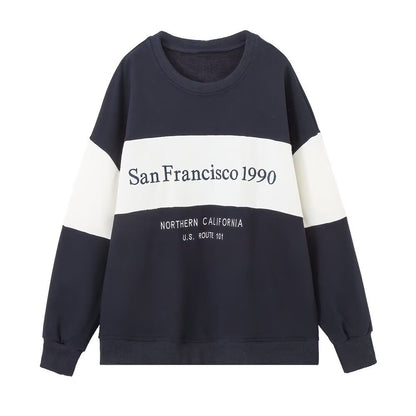 Simple and versatile text embroidered hoodie