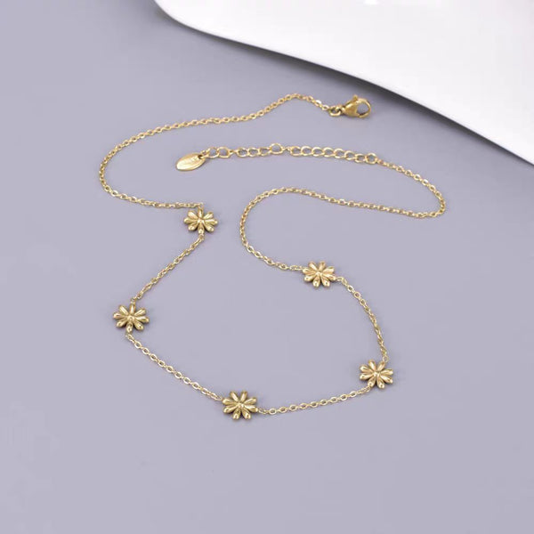 Titanium Steel Colorfast Floral Necklace - Stuffs & Savers