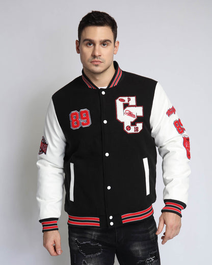 Blouson aviateur de baseball à manches contrastantes