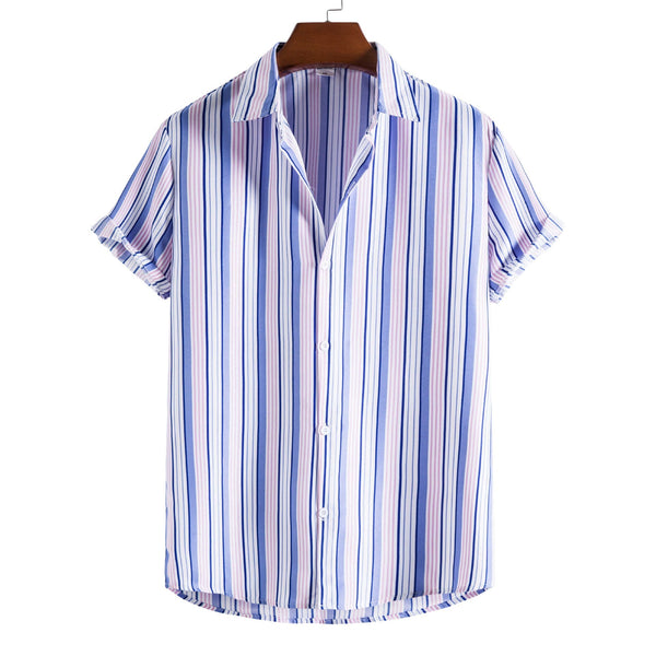 Printed Casual Men's Short-sleeved Shirt Lapel