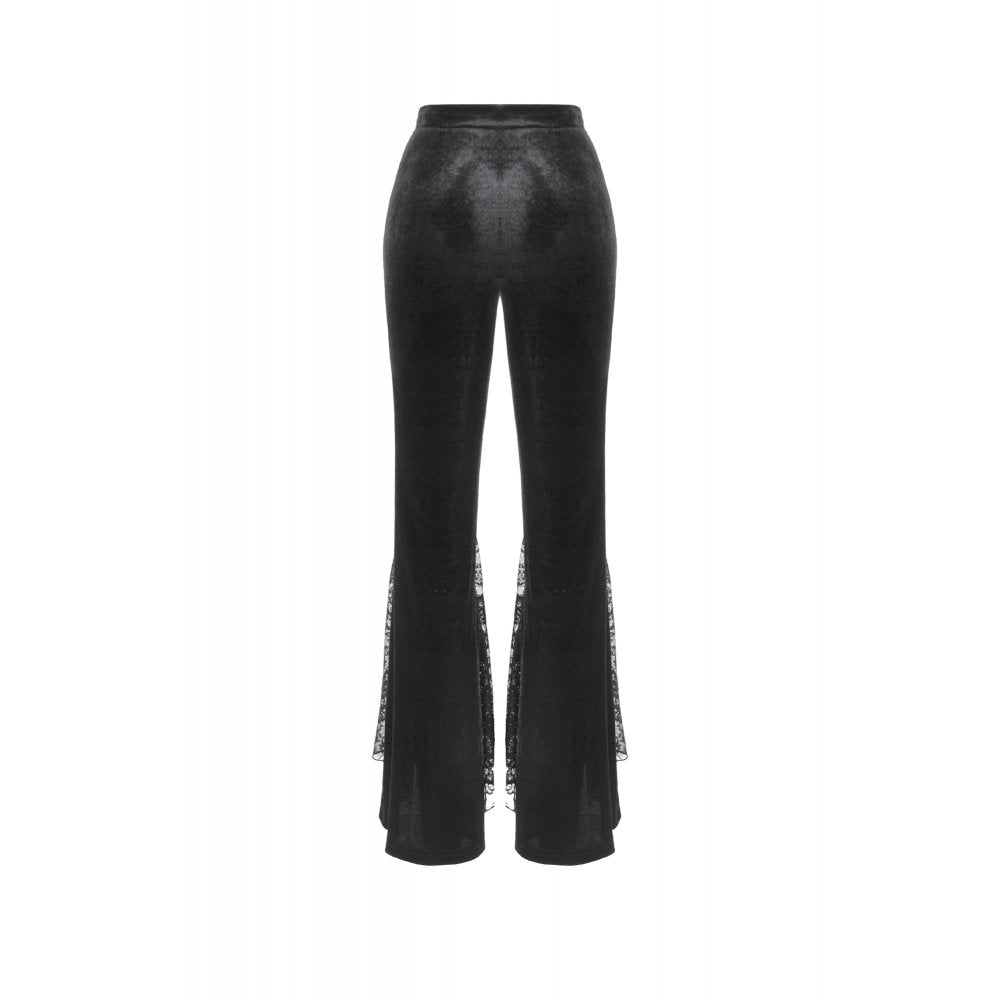 Pantalon évasé en velours et dentelle Dark in Love Erzebeth