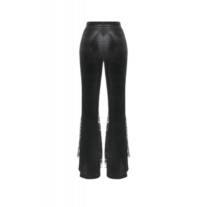 Pantalon évasé en velours et dentelle Dark in Love Erzebeth