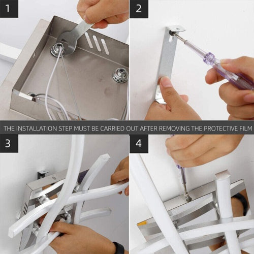 Plafonnier 4 lumières ondulées, lampe de salon/cuisine/chambre moderne à LED à intensité variable