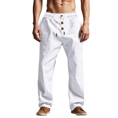 Men's Loose Fit Straight-Leg Casual Trousers | Breathable Summer Beach Pants