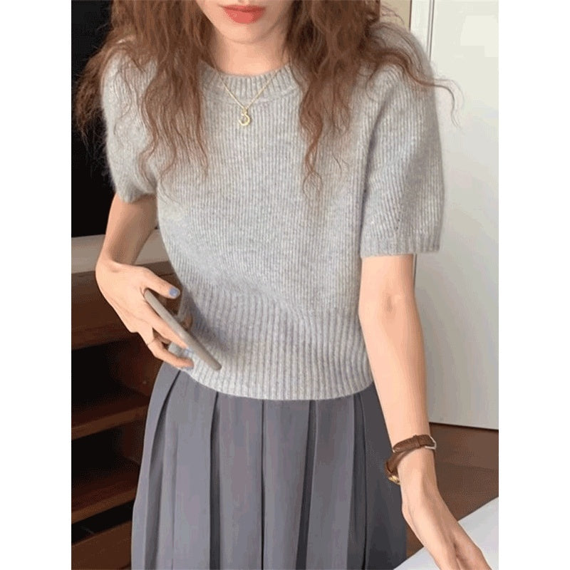 Soft Glutinous Inner Wear Sweater Puff Sleeve Short