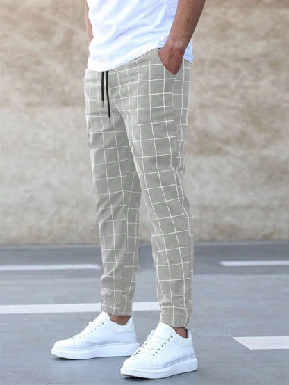 Mens casual Plaid Print Pants