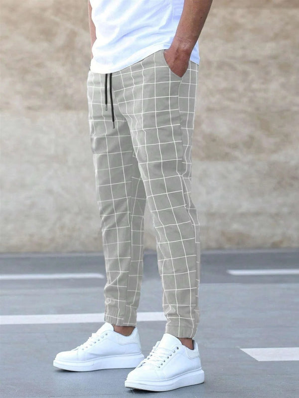 Mens casual Plaid Print Pants