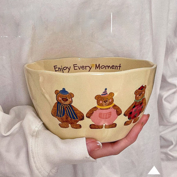 Cute Modern Three Bear Ceramic Tableware Suit