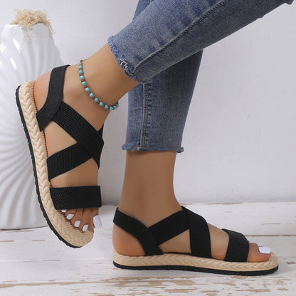 Chaussures Romaines Plates Étudiants Fond Souple Grande Taille Croisées