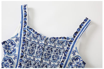 Women’s Porcelain Print Suspender Dress