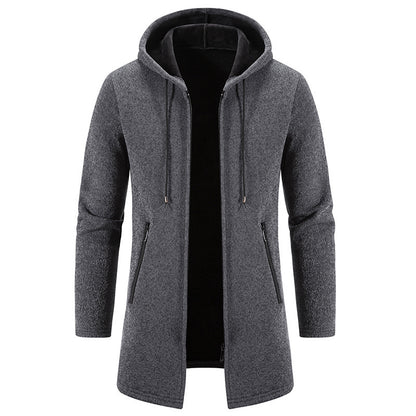 Men's Cardigan Mid-length Hooded Jacket